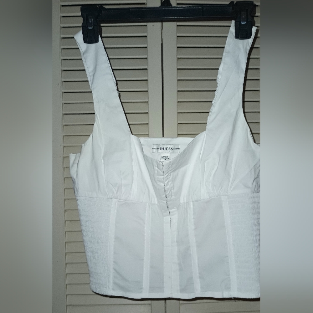 Guess Women's White Corset Crop Top M